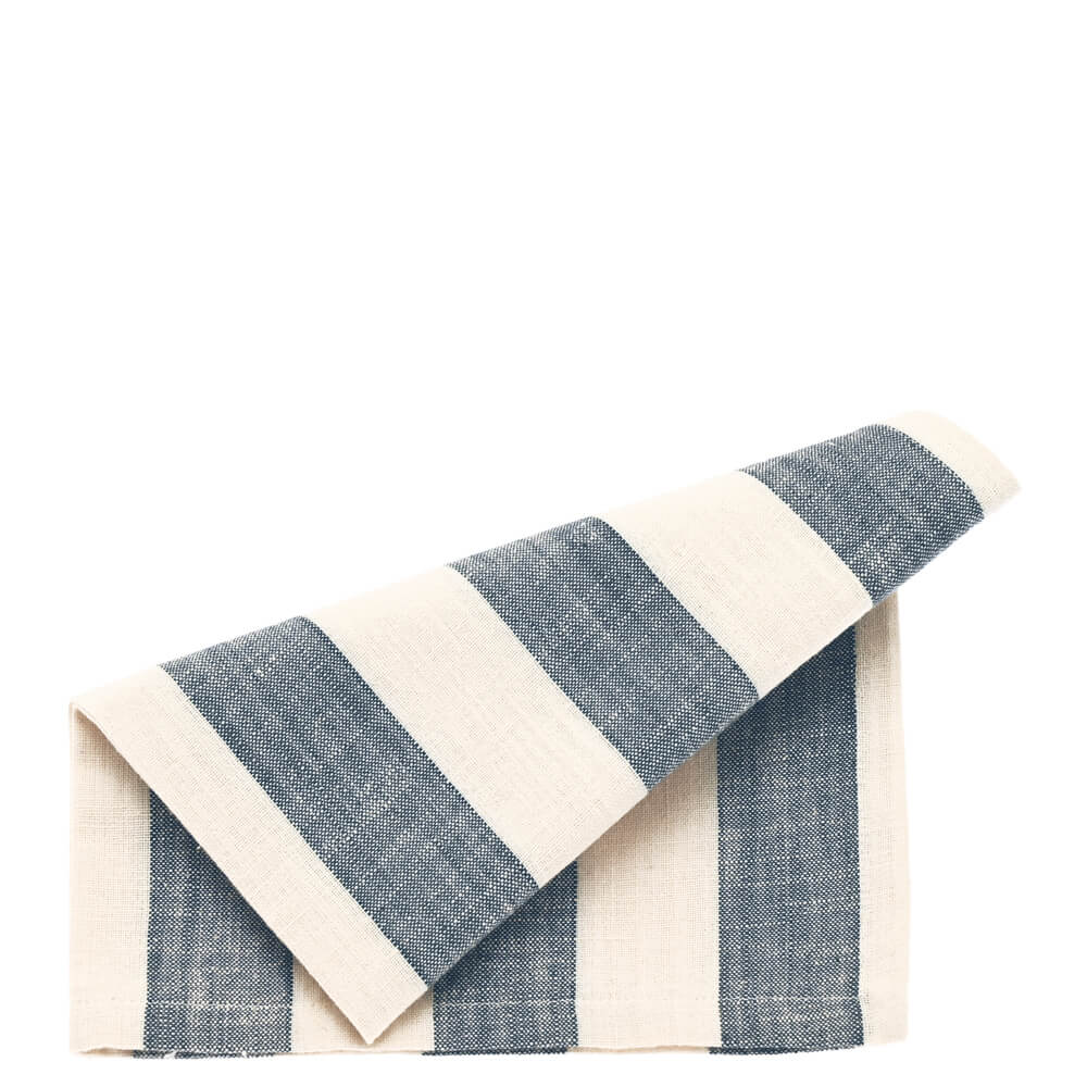 Walton & Co Flint Blue Wide Stripe Set of 4 Napkins